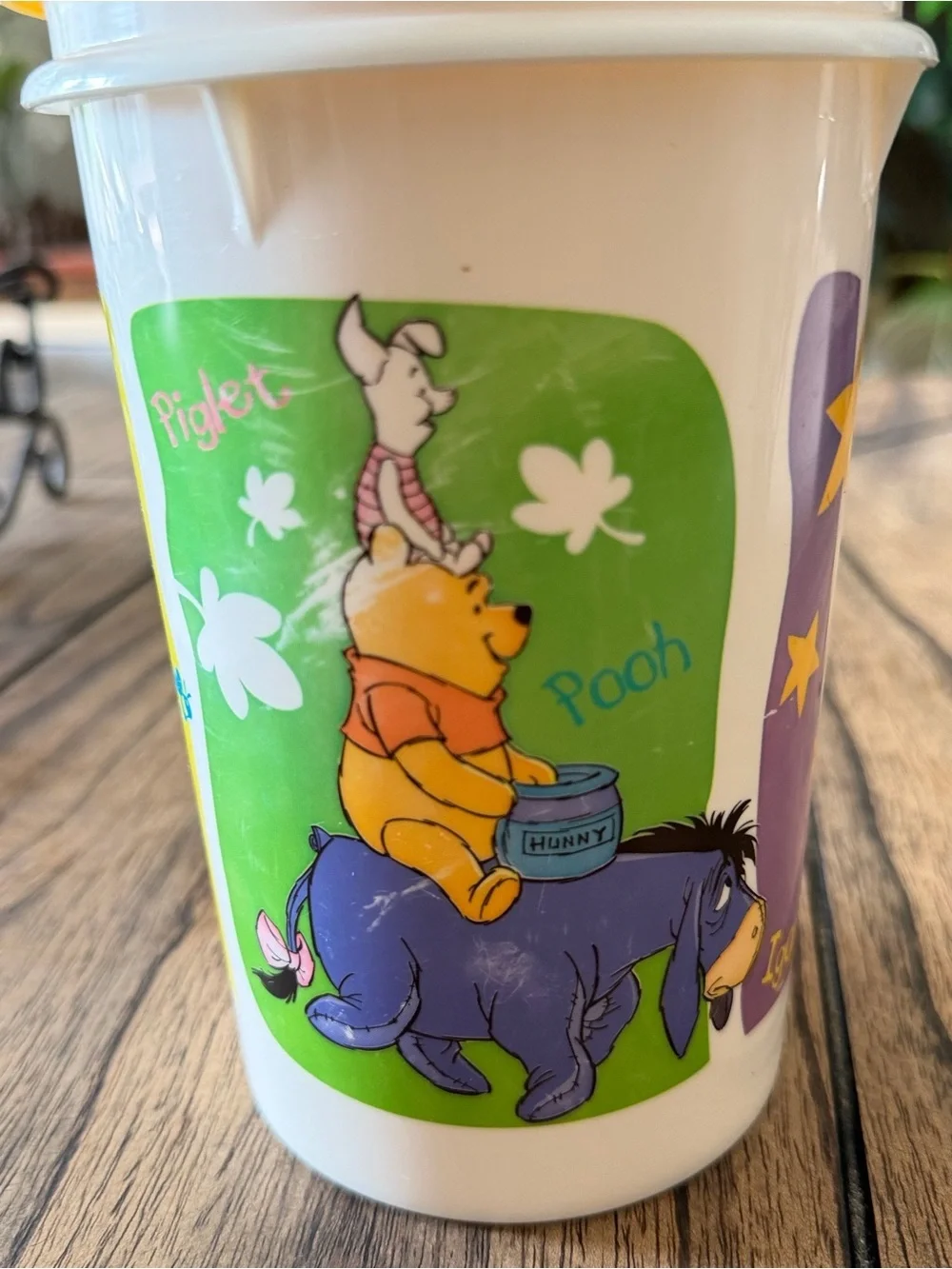 Vintage Winnie the Pooh Tupperware Yellow Lid Pooh Kids Cup